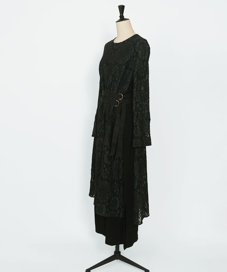 D-01 Belt Lace Dress [GREEN×BLACK] sample