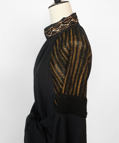 T-03 Belt Gather Blouse [BLACK] sample