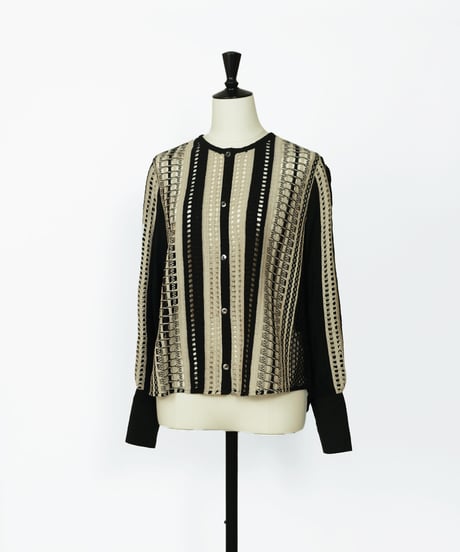 T-05 Mix lace Cardigan Shirt <BLACK> sample