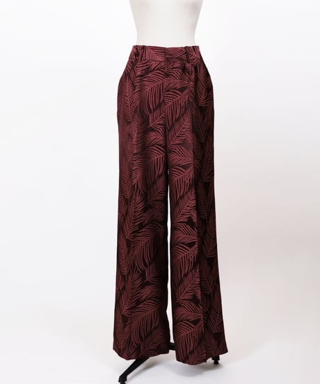 P-02/01 Leaf Jacquard Wide pants <BORDEAUX leaf>