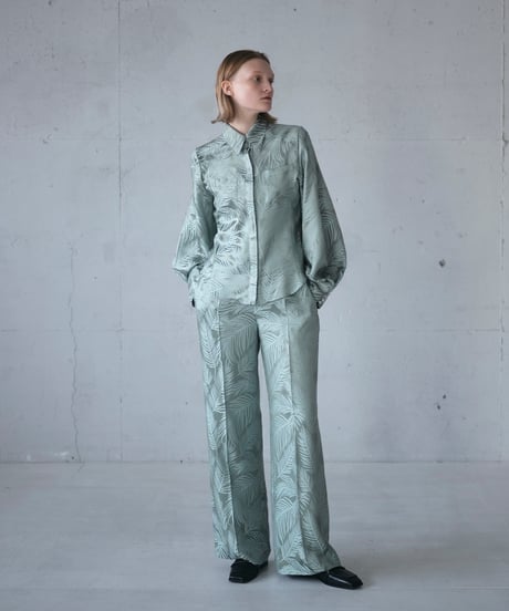 P-02/01 Leaf Jacquard Wide pants <GREEN GRAY>sample