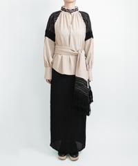T-03 Belt Gather Blouse [BEIGE] sample