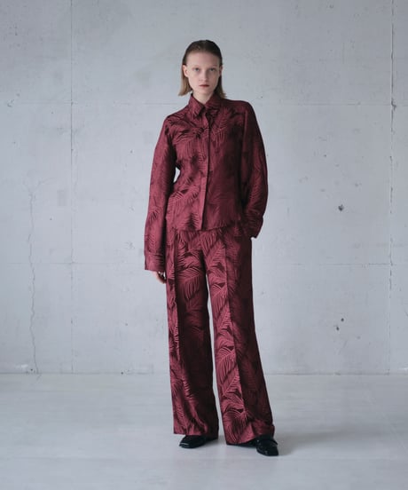 P-02/01 Leaf Jacquard Wide pants <BORDEAUX leaf>