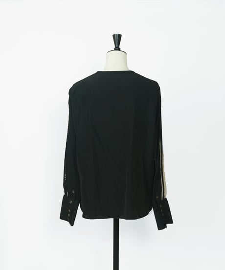 T-05 Mix lace Cardigan Shirt <BLACK> sample