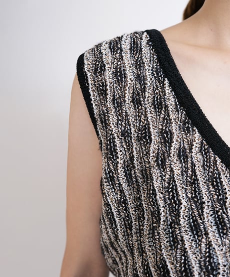 T-05 Mix yarn Knit Vest <BLACKmix>  sample