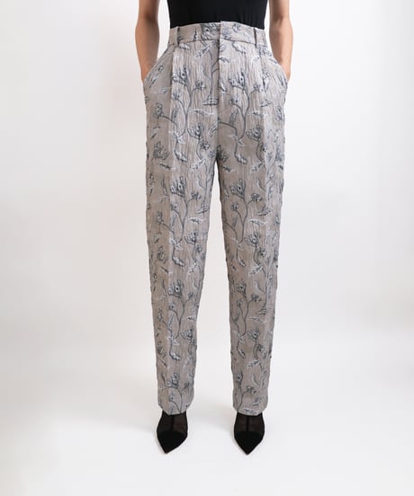 P-01/02 Flower Jacquard Tuck Pants  <BLACK Flower> sample