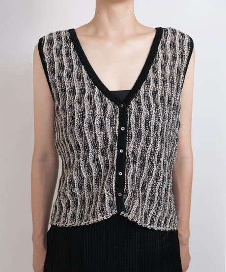 T-05 Mix yarn Knit Vest <BLACKmix>  sample