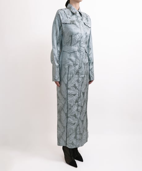 D-02/01 Leaf Shirt dress <GREEN GRAY>