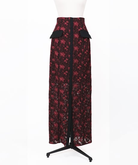 S-01 Embroidery Lace Skirt <BORDEAUX>