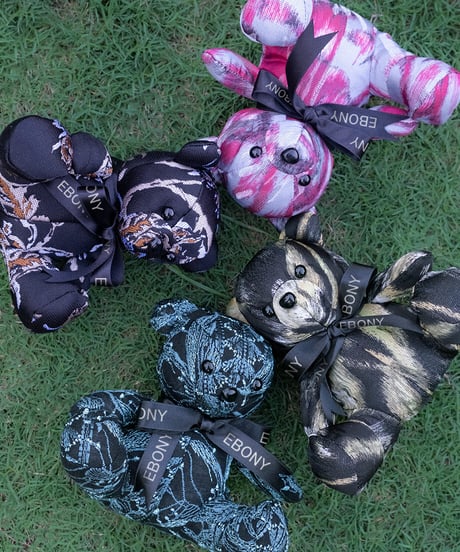 EG/TB-01 Flower embroidery Teddybear<BLACK×BLUE GREEN>