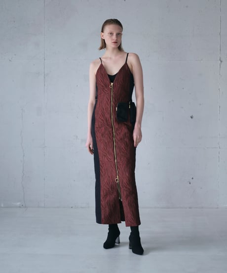 D-01 Jacquard Zip Camisole dress <LIGHT GRAY>