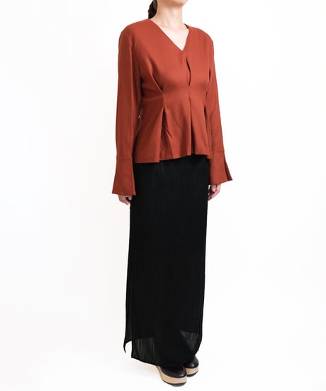 T-05 Wool Peplum blouse <RED> sample