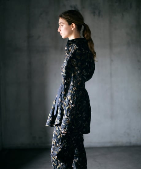 P-01/02 Flower Jacquard Tuck Pants  <BLACK Flower> sample
