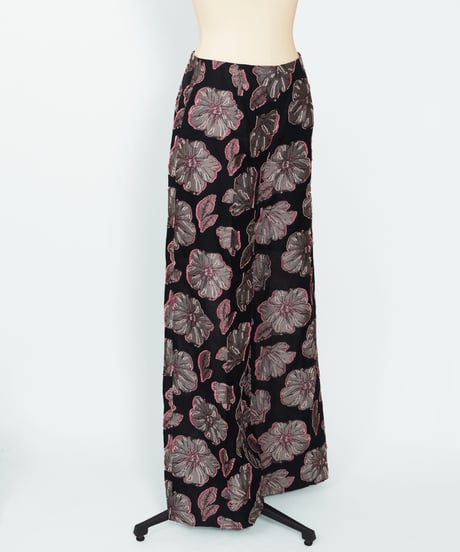 P-02/02 Rose of Sharon Wide Pants [BLACK flower] sample
