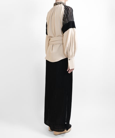T-03 Belt Gather Blouse [BEIGE] sample