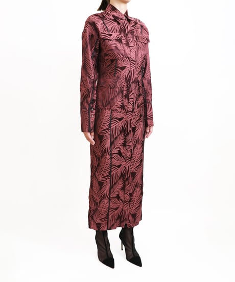 D-02/01 Leaf Shirt dress <BORDEAUX>