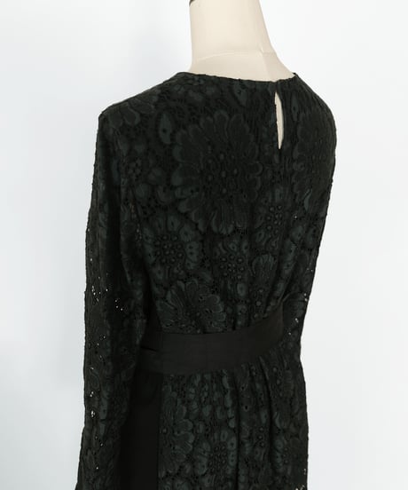 D-01 Belt Lace Dress [GREEN×BLACK] sample