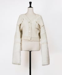 O-01 Fur yarn Knit Cardigan <OFF WHITE>