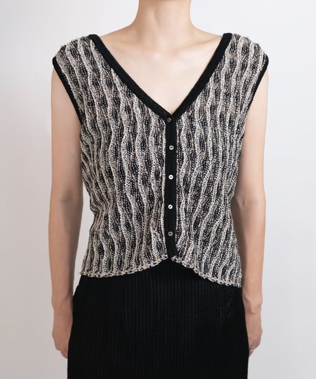T-05 Mix yarn Knit Vest <BLACKmix>  sample
