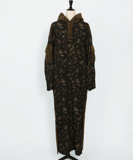 D-04 Flower Jacquard Long Hoodie [BLACK flower] sample