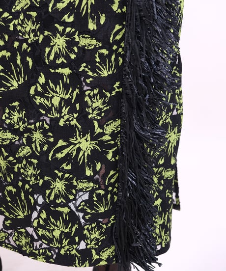 S-02 Flower Lace Fringe Skirt  <BLACK lace>