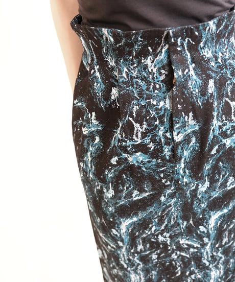 S-01/02 Stone foil High waist skirt  <BLUE GREEN> sample