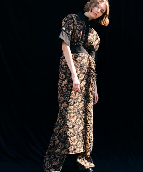 S-02 Flower Lace Fringe Skirt<CAMEL lace> sample