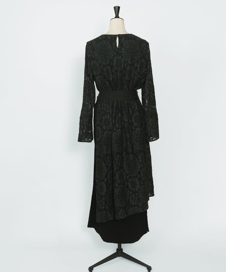D-01 Belt Lace Dress [GREEN×BLACK] sample