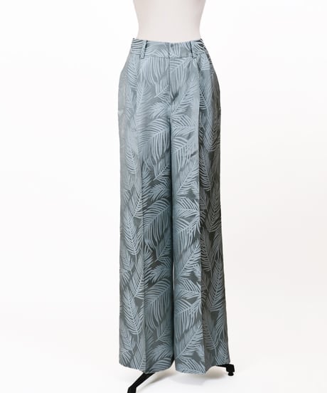 P-02/01 Leaf Jacquard Wide pants <GREEN GRAY>sample