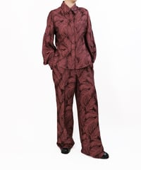 P-02/01 Leaf Jacquard Wide pants <BORDEAUX leaf>
