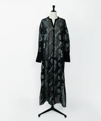 D-02 Iris Cut jacquard Long shirt one-piece [BLACK Flower] sample