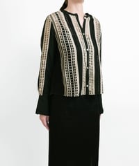 T-05 Mix lace Cardigan Shirt <BLACK> sample