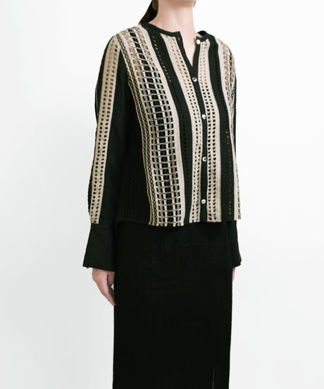 T-05 Mix lace Cardigan Shirt <BLACK> sample