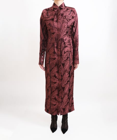 D-02/01 Leaf Shirt dress <BORDEAUX>