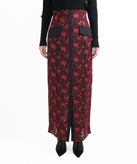 S-01 Embroidery Lace Skirt <BORDEAUX>