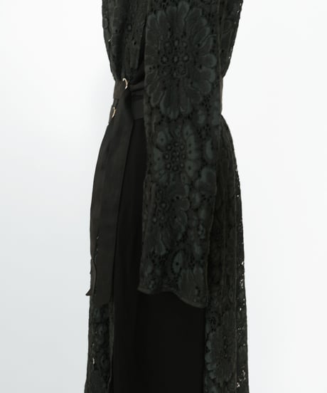 D-01 Belt Lace Dress [GREEN×BLACK] sample