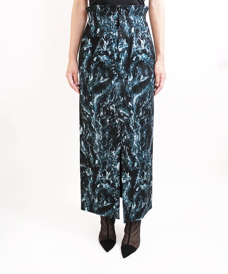 S-01/02 Stone foil High waist skirt  <BLUE GREEN> sample