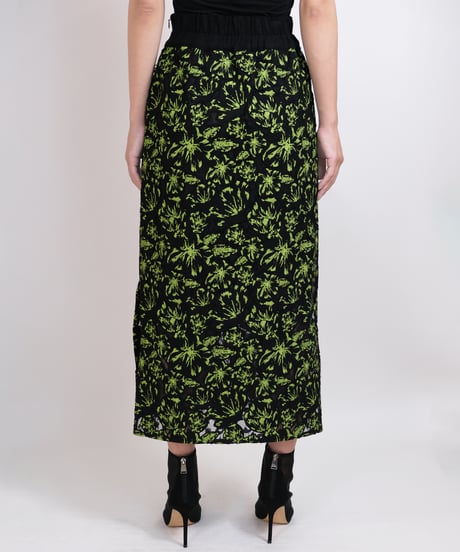 S-02 Flower Lace Fringe Skirt  <BLACK lace>
