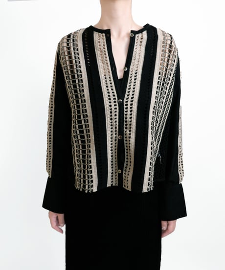 T-05 Mix lace Cardigan Shirt <BLACK> sample