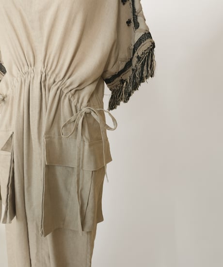 D-04 Linen Gather dress [BEIGE] sample
