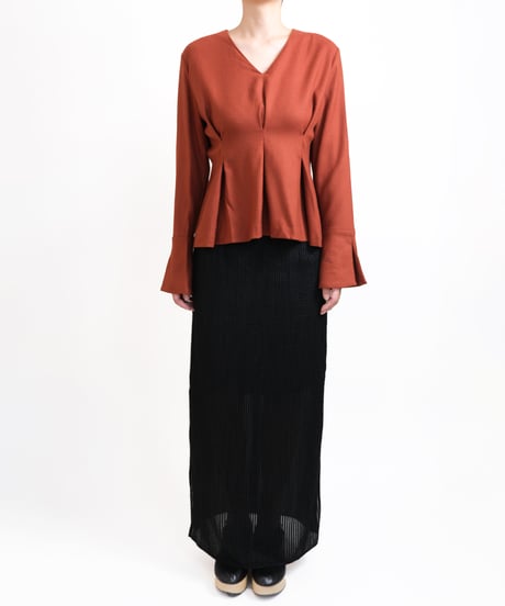 T-05 Wool Peplum blouse <RED> sample