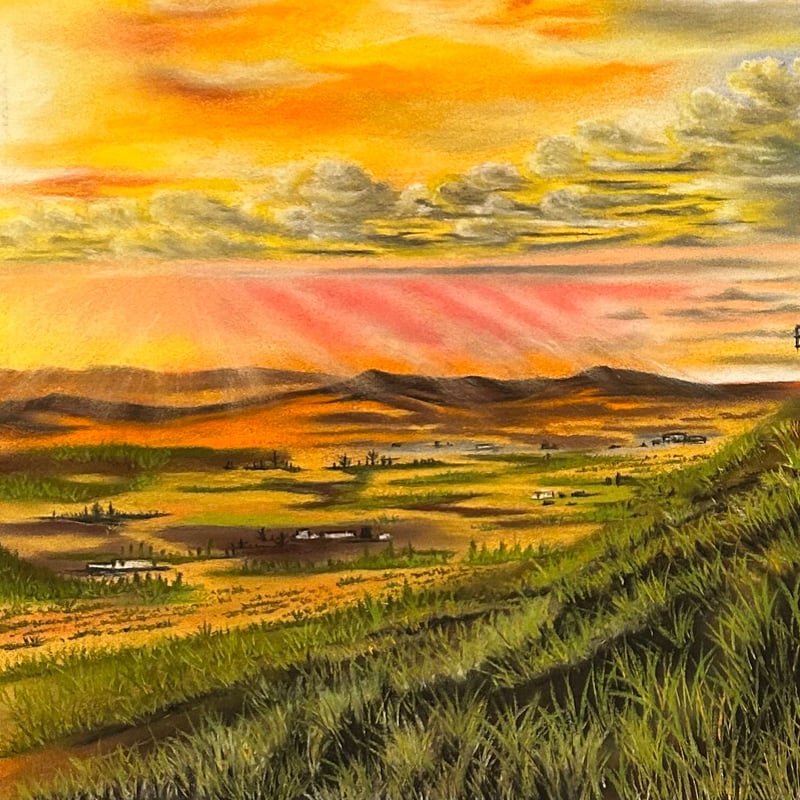 風車のあるオランダの風景 山水絵画 花スケッチ 油絵 花田