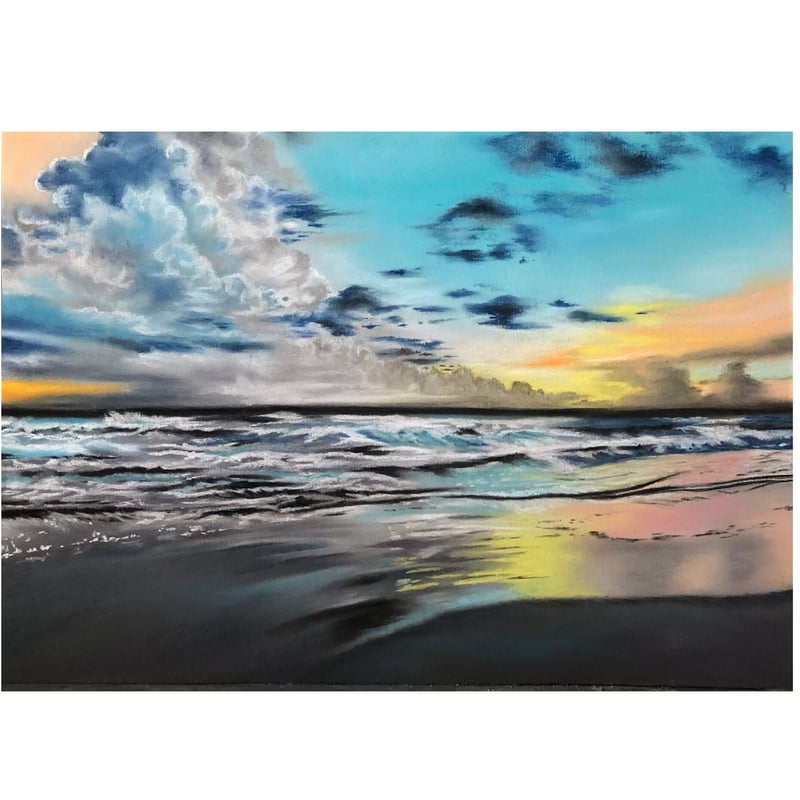 青色系 波と空の風景 絵画海 青色系 波と空の風景 絵画海 青色系 波と空の風景