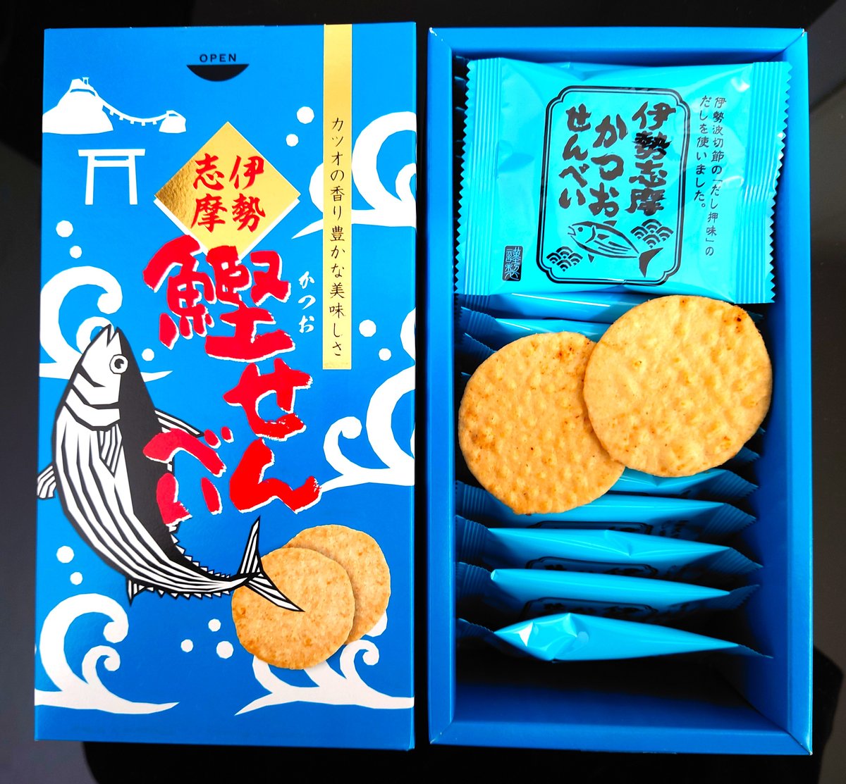 伊勢志摩かつおせんべい（箱） 2枚×20袋入 | 沖縄えびせんべい