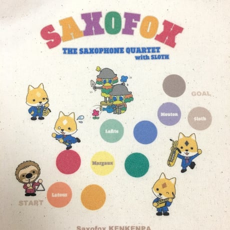 けんけんぱピンバッジサコッシュ（サキソフォックス、ナマケモノ）