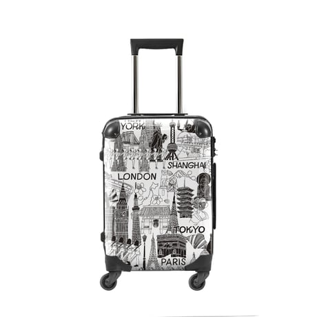 アートスーツケース #CRA02WS-045A｜ポップニズム シティ(ホワイト×ブラック｜静音キャスター