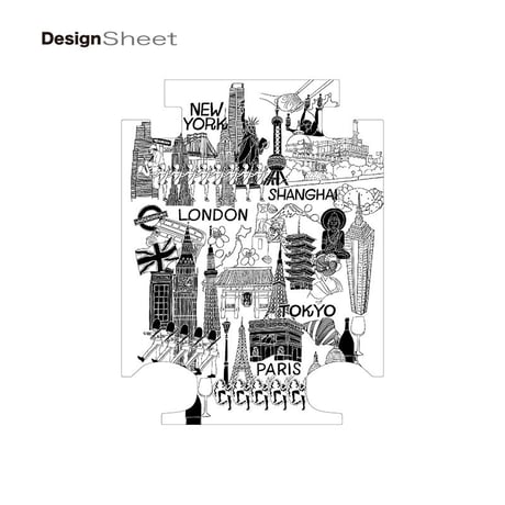 【アウトレット】アートスーツケース #CRA02W-045A｜ポップニズム シティ(ホワイト×ブラック