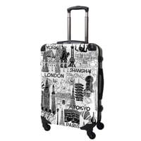 【アウトレット】アートスーツケースフレーム4輪#CRA03H-045A｜ポップニズム シティ(ホワイト×ブラック)｜63L