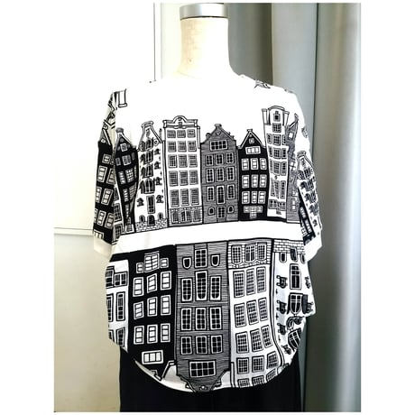 デザイナーブランドgomme   モダンプリントレイヤードＴシャツ