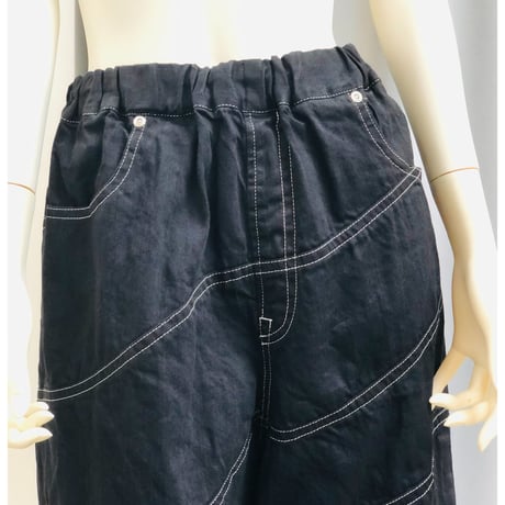 ｇｏｍｍ　斜め切り替えデニムハーフパンツ